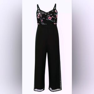 TORRID Floral Black Mesh Jumpsuit Sz 1